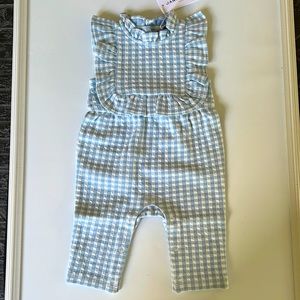 COPY - Janie and Jack NWT 0-3 months Blue and White Checkered Pant Romper